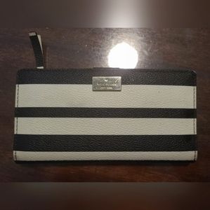 Kate Spade Hyde Lane Black & White Stripe Stacy Wallet